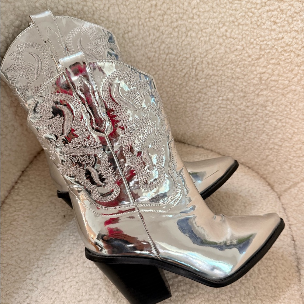 Billini Metallic Silver Heeled Boots
